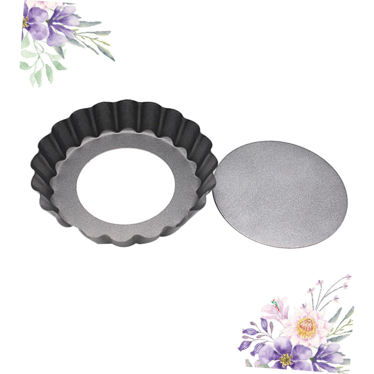 Ciieeo Non-stick Mini Tartlets Pans 2 Pcs Round Baking Trays Miniature Tart Molds for Baking for Mini Cakes Tarts