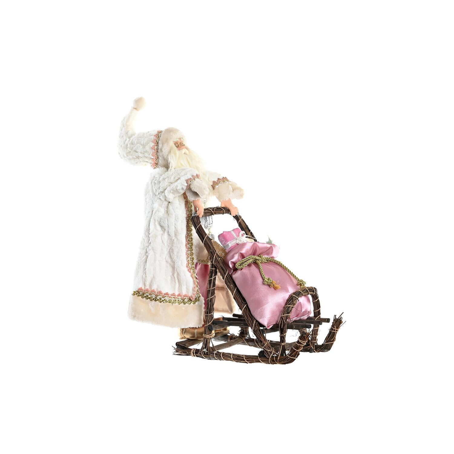 Trineau rose figurine bois et polyester haute qualité 50cm