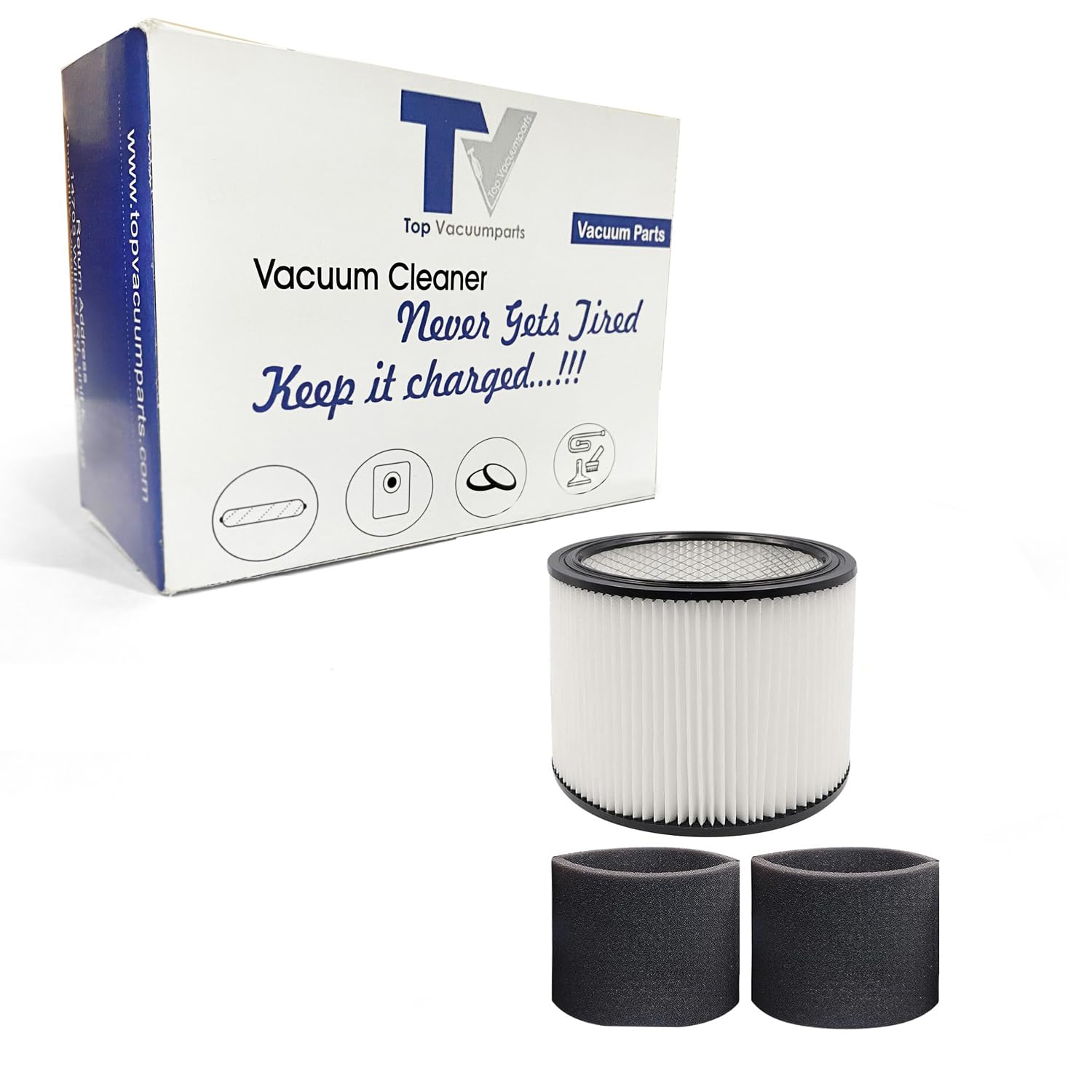 Replacement Filter for Shop Vac 90304, 90350, 90333, 90585, 5 Gallon and Above Wet/Dry Vacuum Cleaners with Foam sleeve