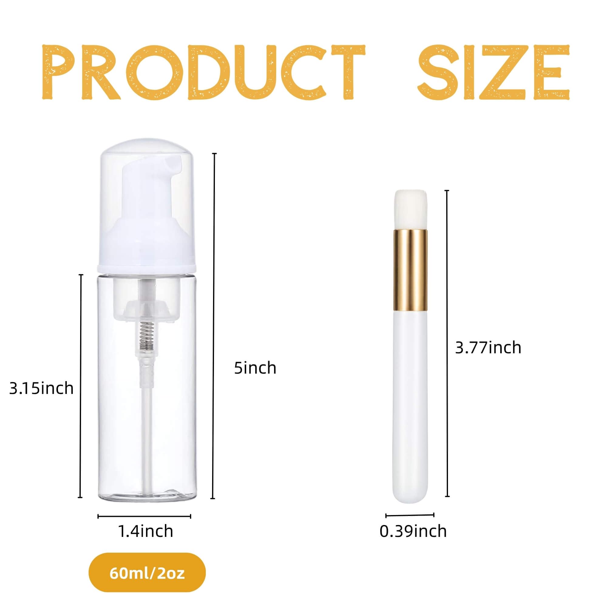 SAANG & JAT Kit di 24 extension per ciglia, 12 flaconi trasparenti in schiuma per shampoo per ciglia da 56,7 g, 12 pennelli dorati per ciglia, forniture da viaggio