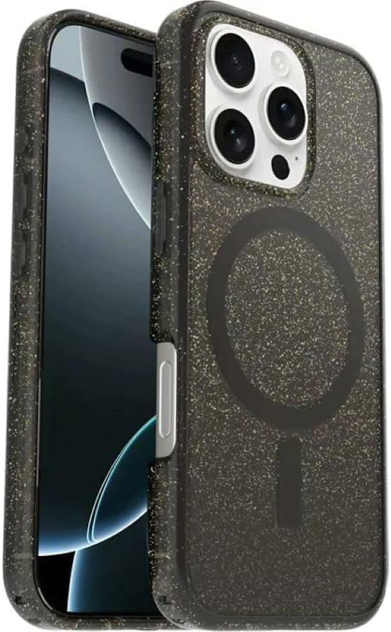 OtterBox iPhone 16 Pro - Symmetry Series Case - Stardust Night (Silverflake/Transblack) - Snaps to MagSafe - Ultra-Slim - Raised Edges Protect Camera & Screen - Non-Retail Packaging