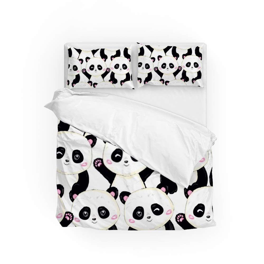 Housse de couette panda infroissable en tissu polyester King size