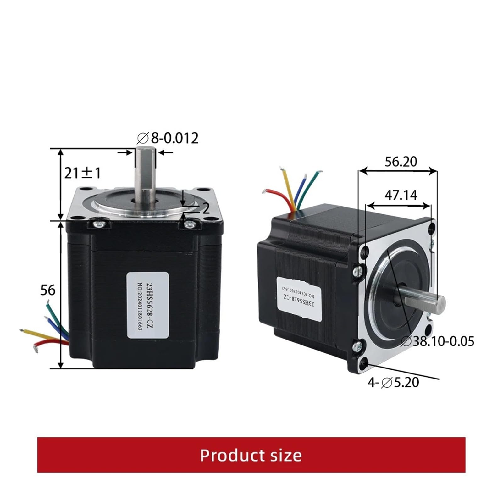 Motor Paso a Paso 1.7A Torque 23HS5628-CZ 4 Conductores Nema 17 Motor Paso a Paso 2 Fases