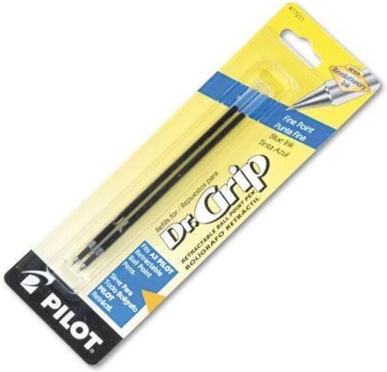 Pilot Dr. Grip Ballpoint Ink Refill, 2-Pack for Retractable Pens, Fine Point, Blue Ink (77211)