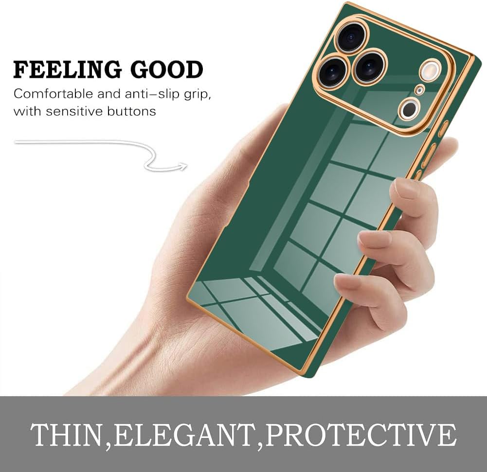 KANGHAR Case Compatible with iPhone 17 Pro Max Luxury Cute Plating Design Case Full-Body Anti-Scratch Shockproof Bumper Protective Cover Designed for iPhone 17 Pro Max 6.9 Inch Dark Green - Image 4