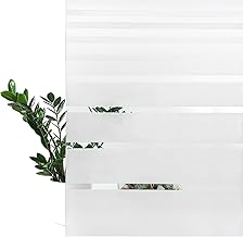 DecoMeister Glass Film, Window Film, Static Self-Adhesive Privacy Film, UV Protection, Decorative Film for Bedroom, Bathroom, Children's Room, 67.5 x 100 cm, White Stripes