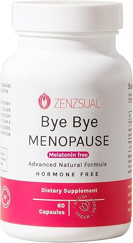 ZENZSUAL Adiós a la menopausia sin melatonina 100% vegano, libre de estrógenos, azúcar y soja Ayuda a regular las hormonas y disminuye las