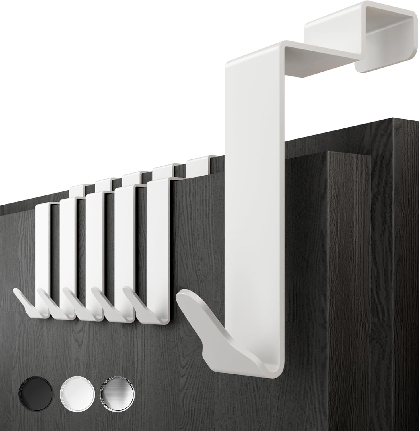 Menz Premium Türhaken zum Einhängen Innenseite im 6er SET - Weiße Kleiderhaken Tür Innenseite, Türgarderobe innen - Handtuchhalter Tür innen, Türhaken Rückseite mit hoher Tragkraft