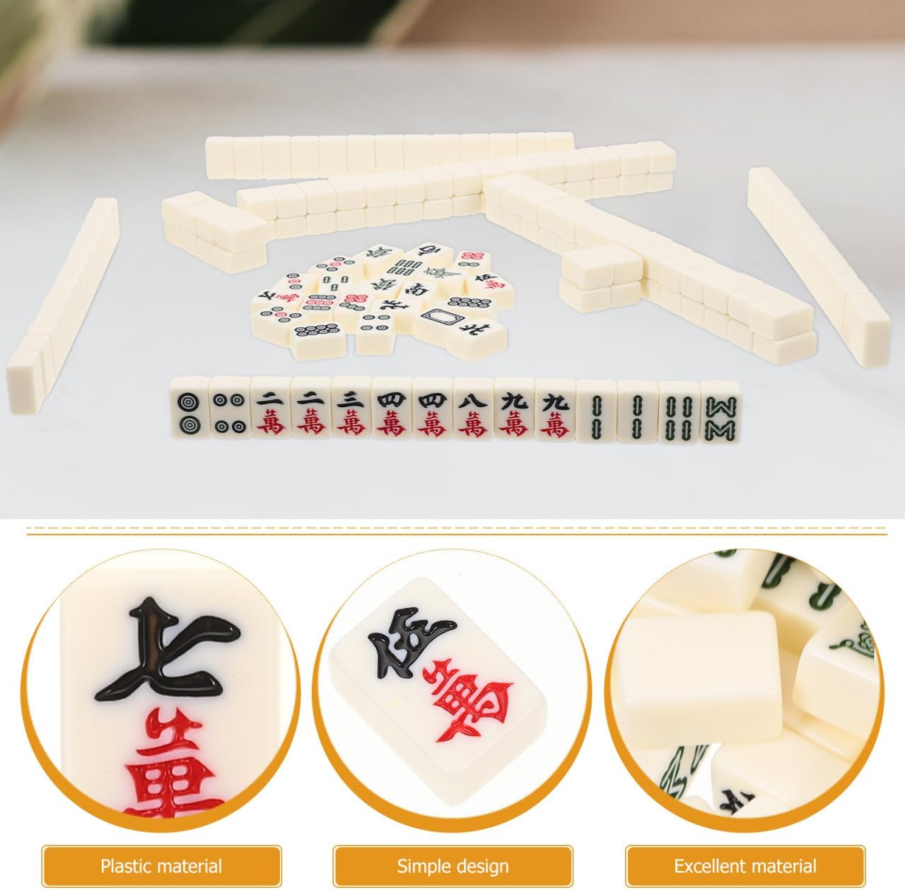 Abaodam Portable Mahjong Set Mini Mahjong Travel Game with 144 Tiles 2 Dice 2 Blank Tiles and Storage Box Compact Tile Game for Home Camping Outdoor Gatherings Party Play image 4