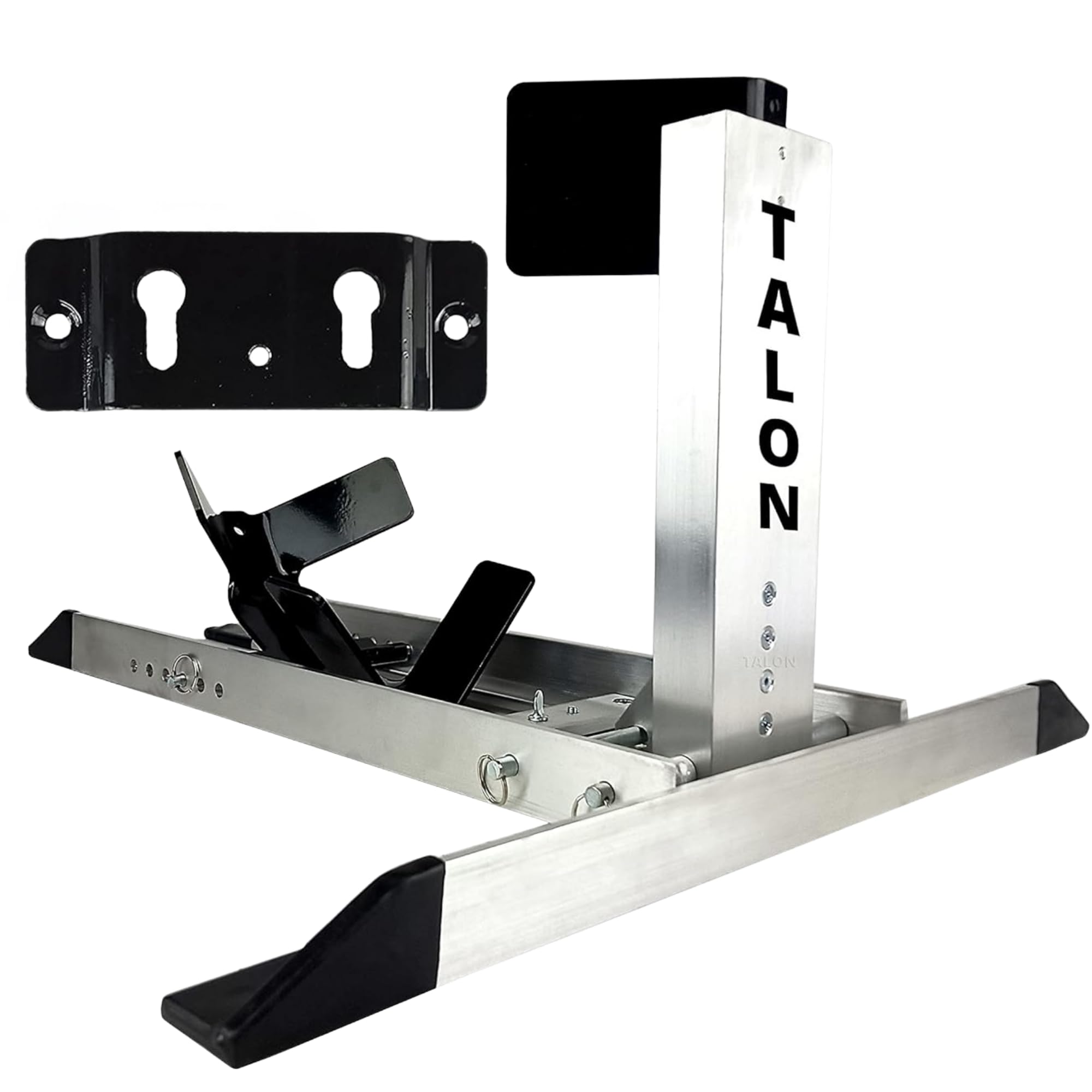 Talon Motorcycle Wheel Chock with a Trailer and Garage Floor Mounting Adapter Kit