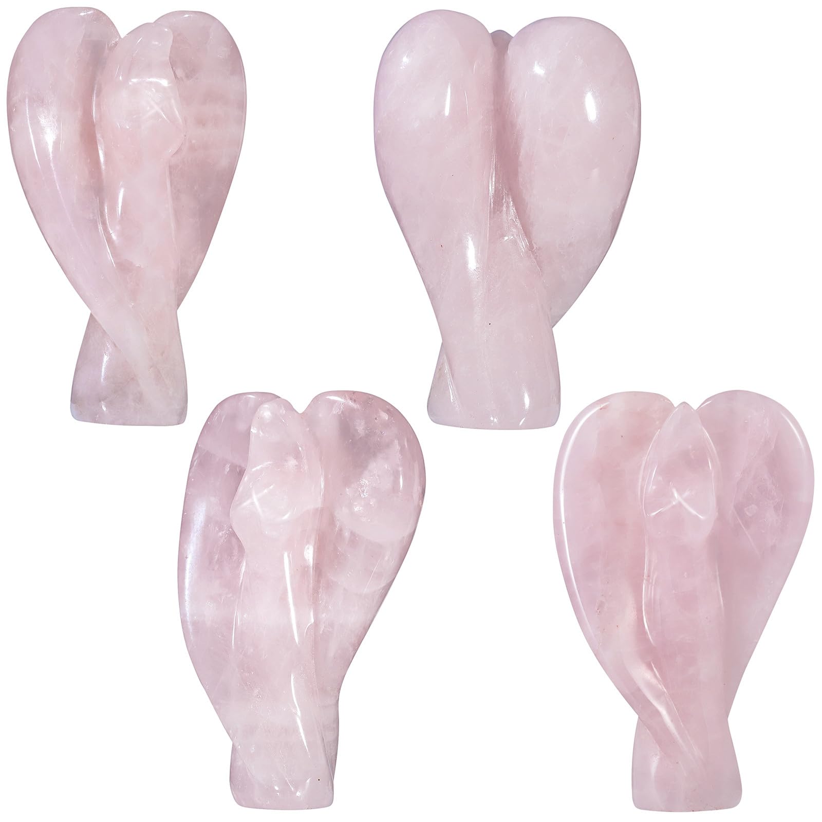 Nupuyai 3.8" Rose Quartz Crystal Abstract Angel Statue - Image 4