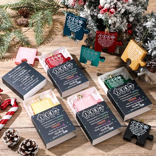 Jenaai 63 Pcs Team Christmas Ornaments Bulk Inspirational Puzzle Christmas Tree Hanging Ornament Employee Appreciation Gifts for Xmas Team Coworkers Staff Colleagues Nurses Teachers Groups by Jenaai - Image 4