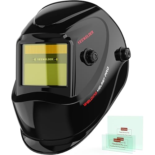 YESWELDER Auto Darkening Welding Helmet, Blue Light Blocking, 1/1/1/1 True Color Solar Powered Welding Hood with 2 Arc Sensors, Wide Shade 3.5/9-13 Welder Mask for TIG MIG ARC and Grind