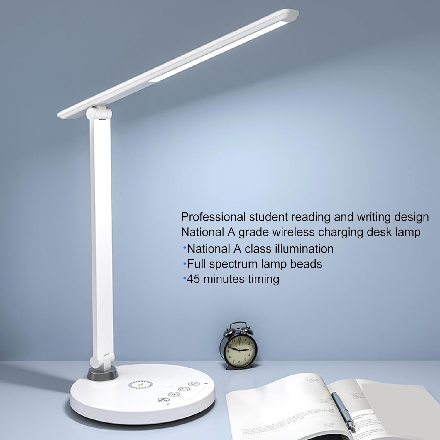 Yoidesu LED Desk Lamp, Touch Control LED Table Lamp with 5 Lighting Color Modes Stepless Dimming, Eye Caring Task Light with USB Charging Port for Working Reading Office