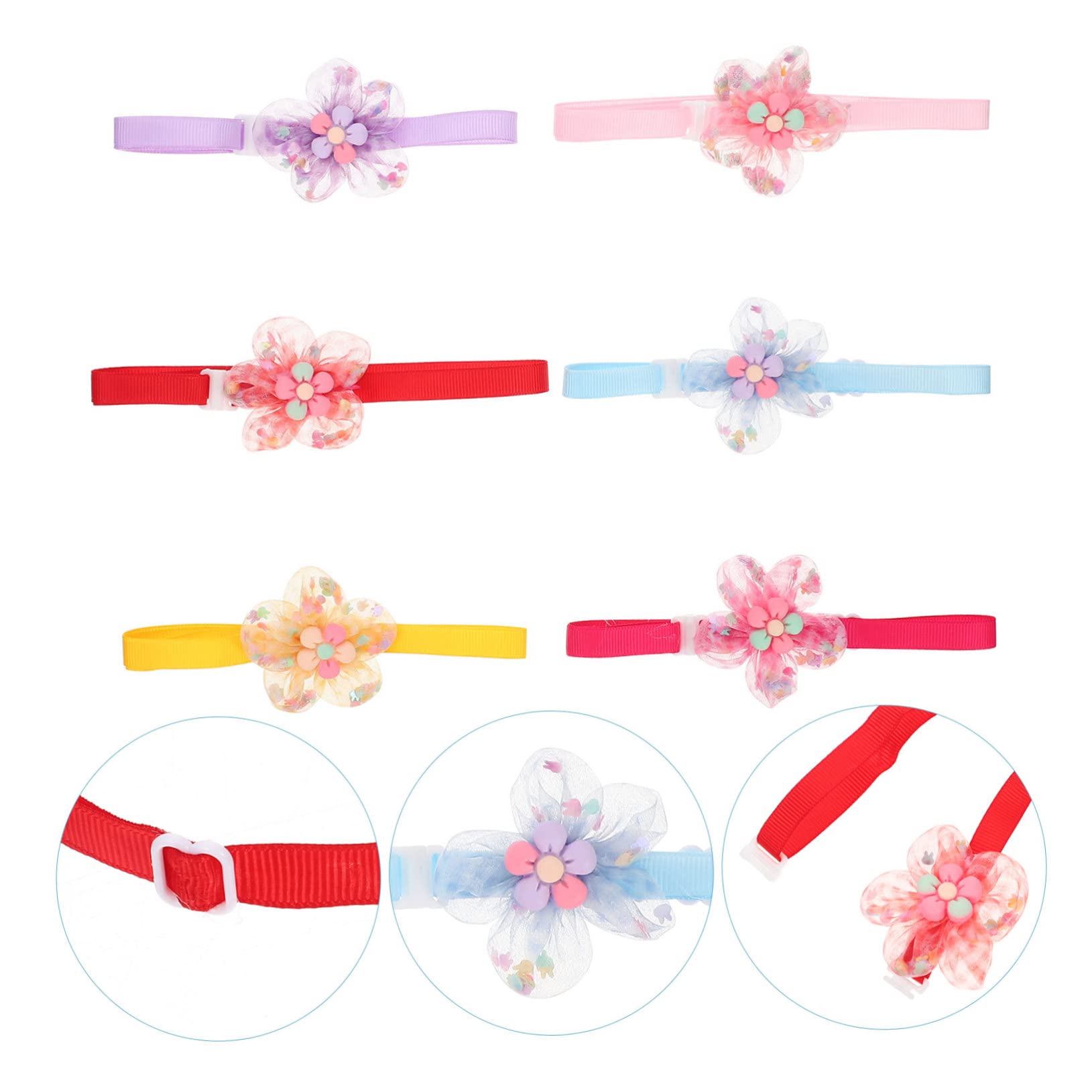 Mipcase 30pièces Collier pour Petits Animaux avec Design Floral Ajustable Et Lavable pour Chats Et Petits Chiens Accessoire Festif