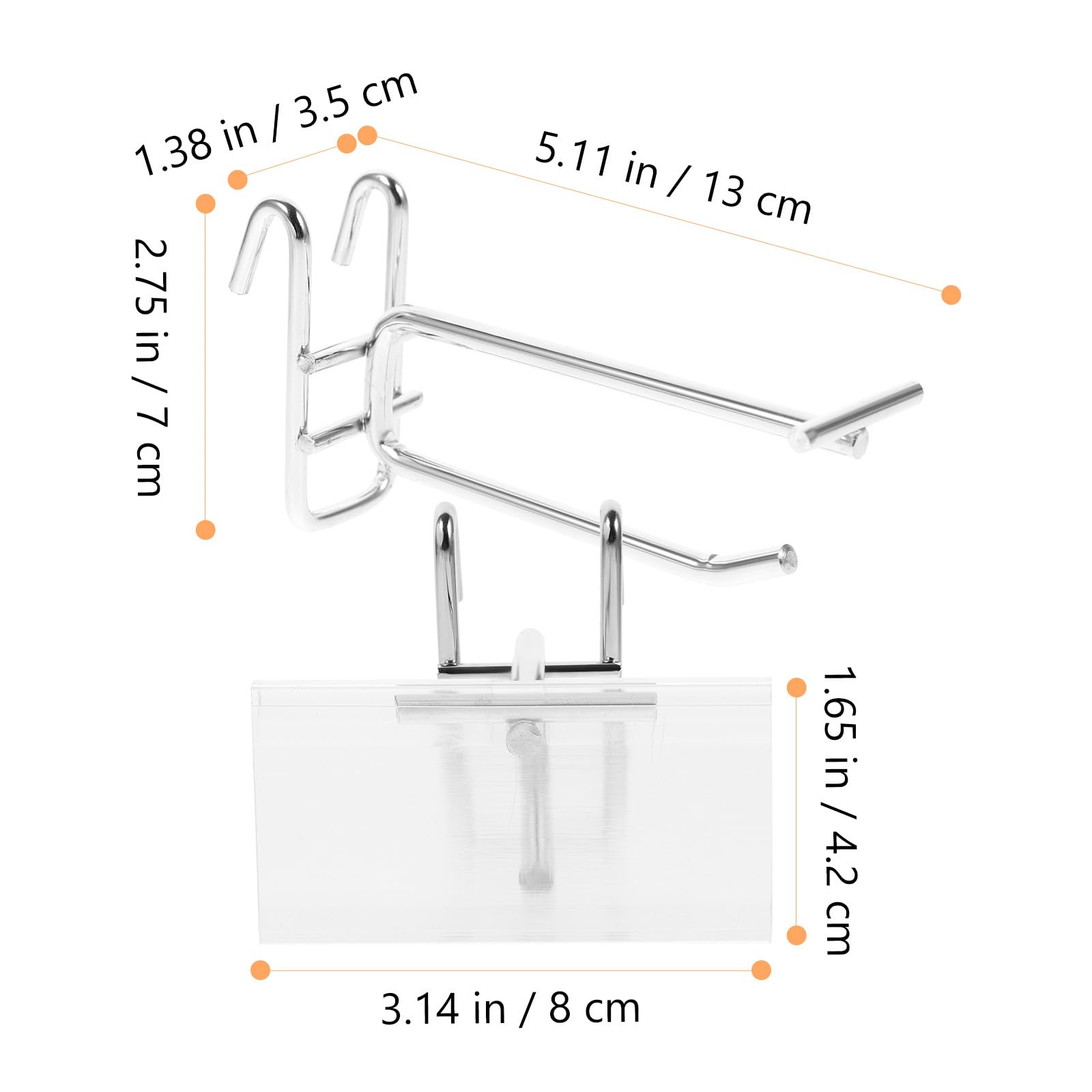 10 Stück Schwerlast Lochwandhaken aus Stahl mit 6mm Tragstange und Preisschild für Schmuck und Fachgeschäfte zur Einfachen Organisation