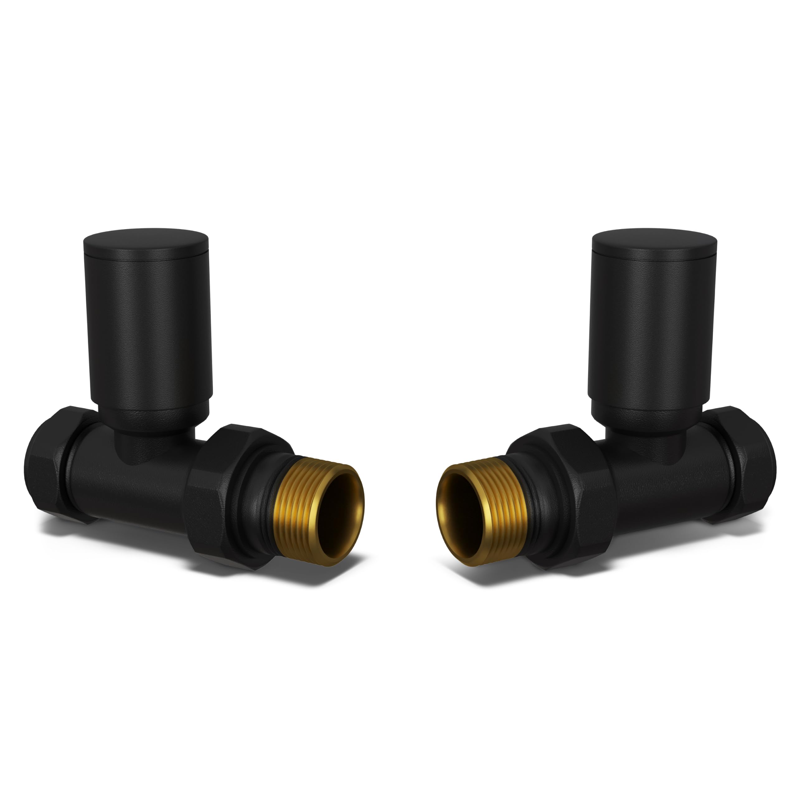 Uk Radiators Black Matt Finish Round Thermostatic Radiator Valve 1/2" X 15Mm - Brass Trv