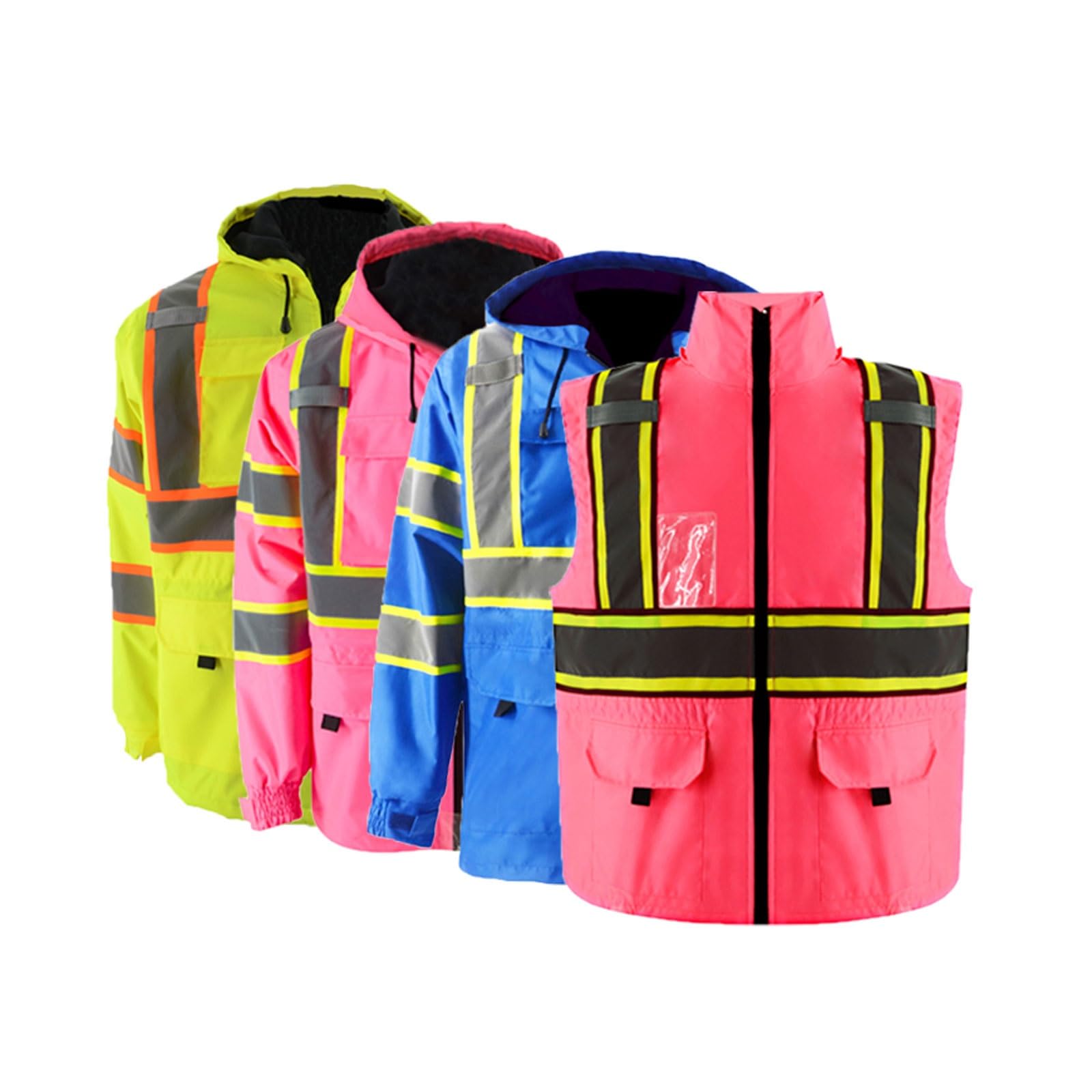 High Visibility Reflective Jacket with Fleece Liner, Warm Safety Work Jacket for Women & Girls, Multiple Pockets chaleco reflectante