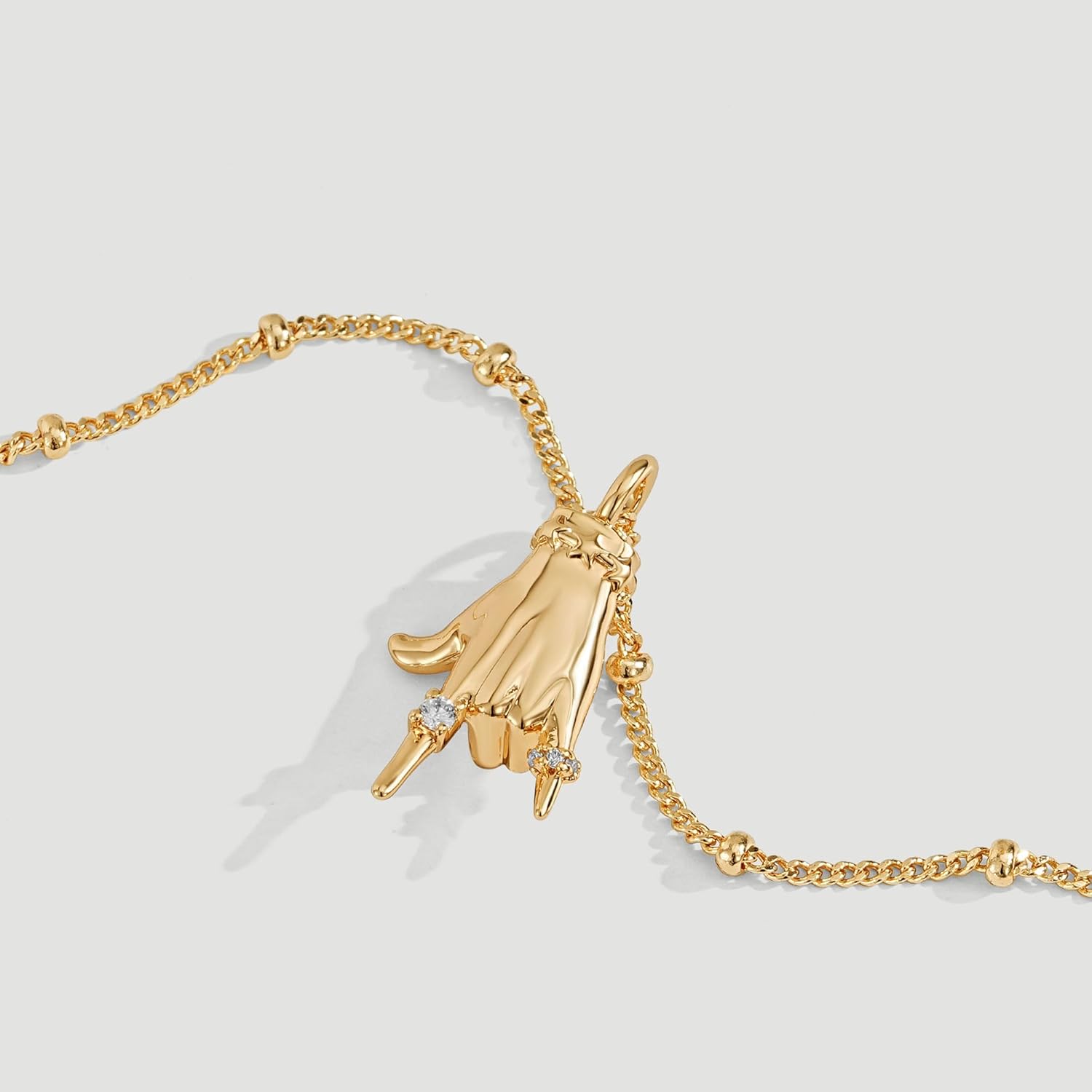 Fettero Dainty Gold Necklace for Women - 14K Gold Plated Hand Pendant Neckalces Gifts for Friends Hand Sign Language Trendy Charm Gesture Necklace Jewelry Gift - Image 3