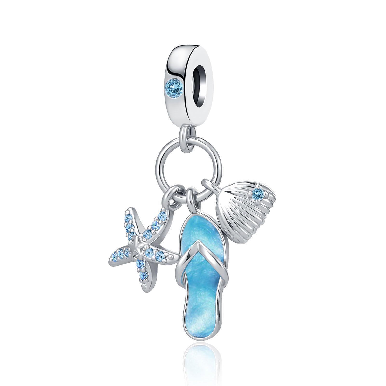 Sponsored Ad – Jewelry Slippers Starfish Shell Beach Dangle Charms Compatible with Pandora Bracelets Necklace for Women