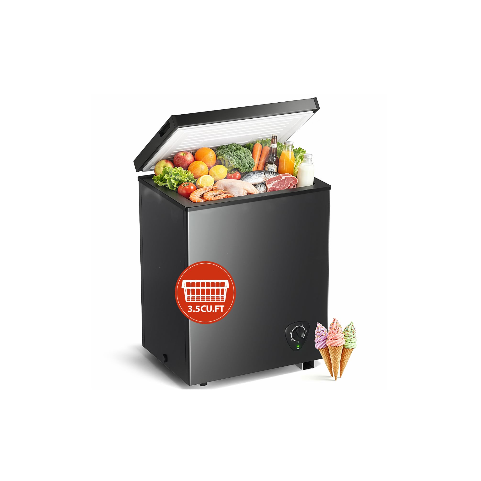 5 SUNDAY LIVING 74D 3.5 cu ft Chest Freezer Black