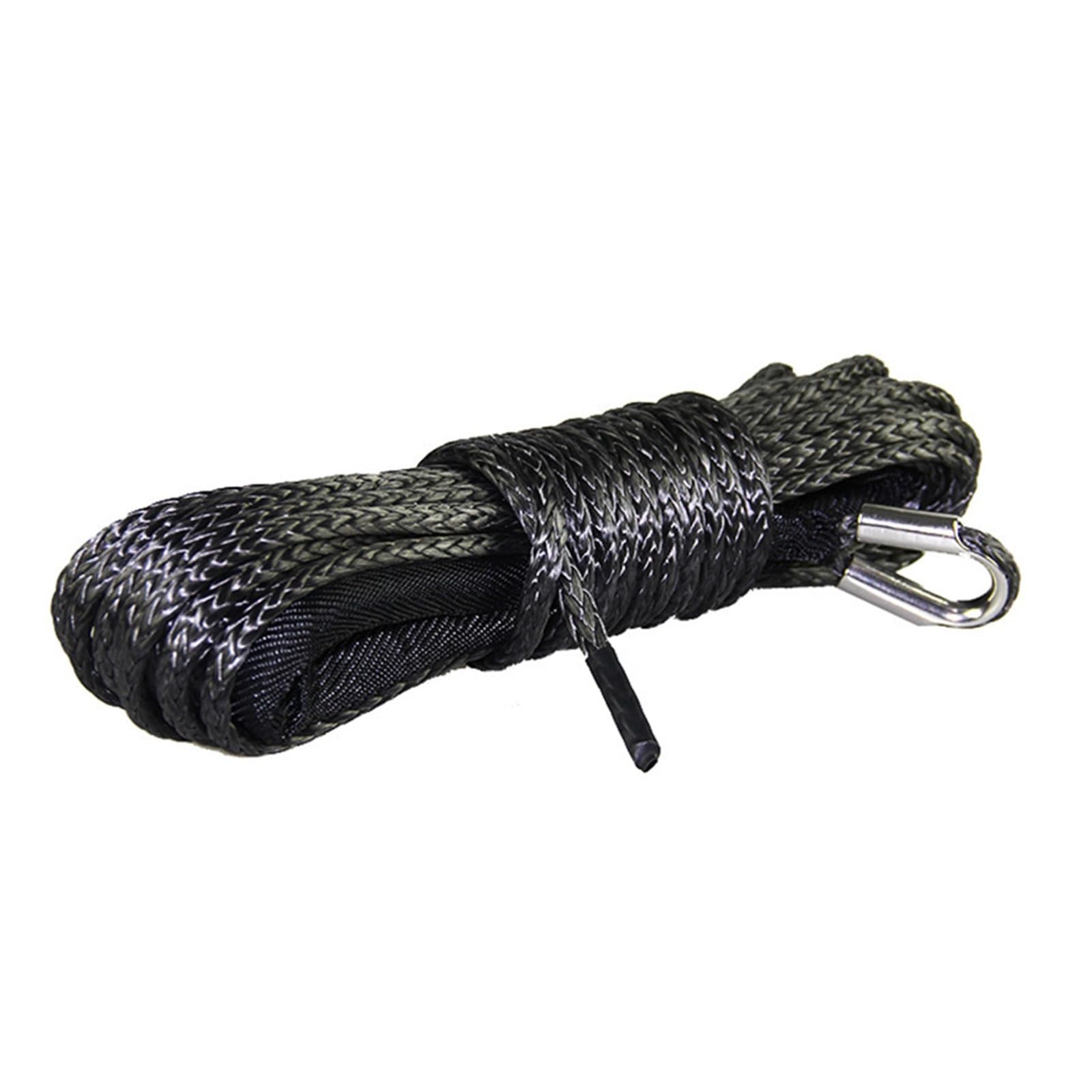9 mm x 26 m syntetyczna lina holownicza do samochodów ciężarowych, wytrzymała pojazdów terenowych ATV UTV Wysoka wytrzymałość(Black)
