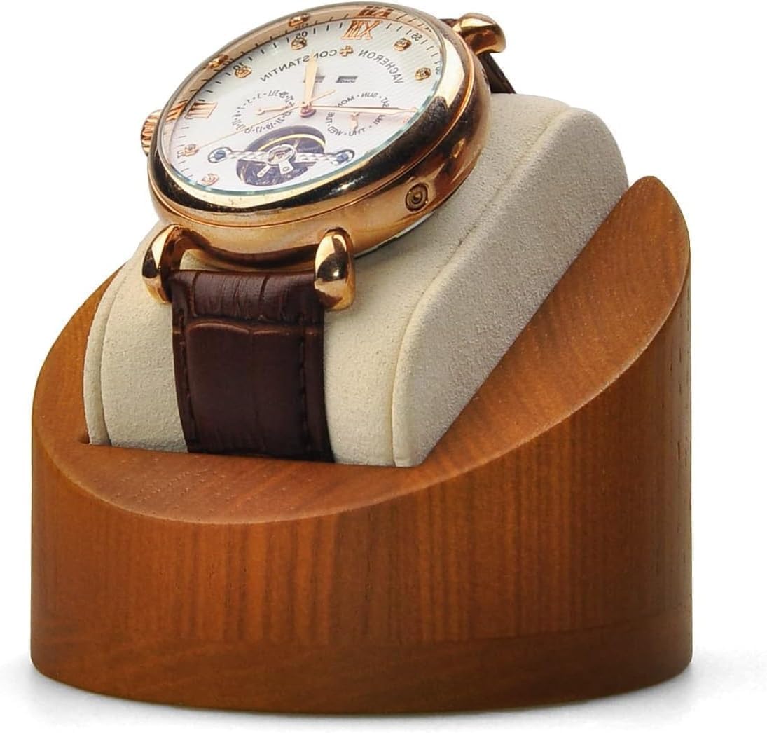 Solid Wood Single Watch Display Jewelry Watch Showcase Display Stand (Beige)