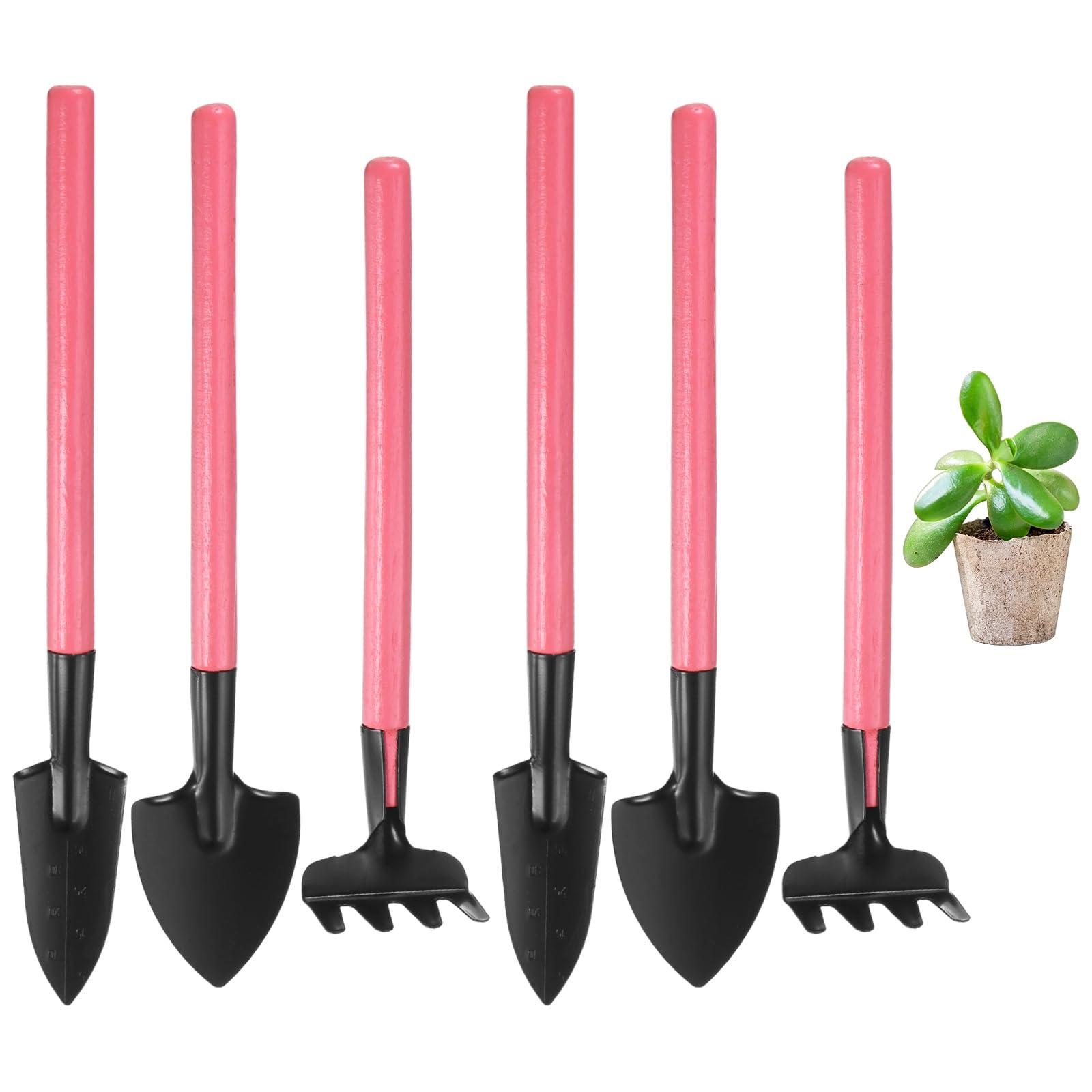 M METERXITY 2-Set Mini Gardening Tools, Stainless Steel Miniature Gardening Rake, Trowel, and Shovel for Seedlings/Bonsai/Succulents/Herbs/Terrariums and Planting, Mini Shovel [Pink]