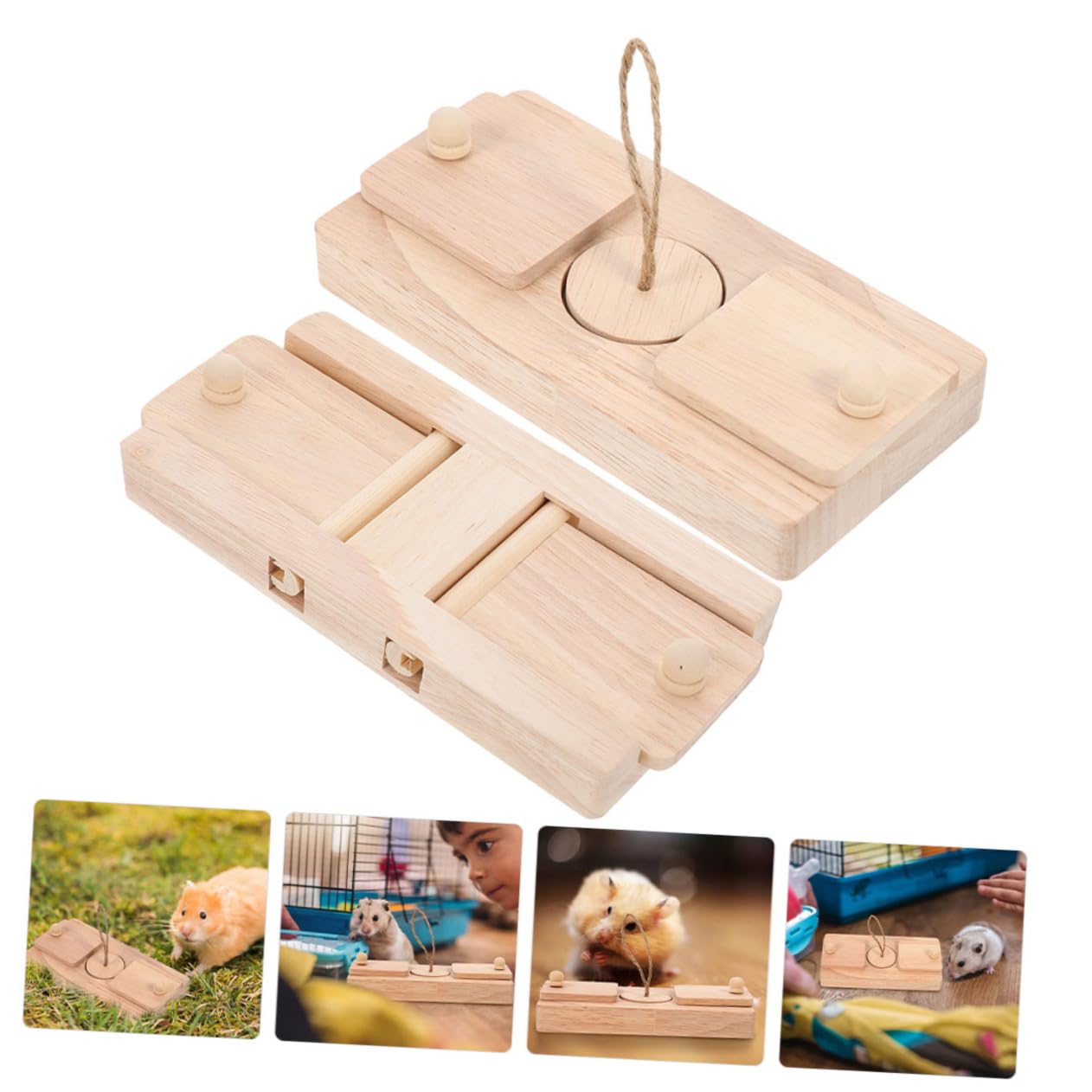 HANABASS Jouet Hamster en Bois pour Recherche de Nourriture, 2 Pièces | Boîte à Friandises Compacte, pour Jouer et Explorer, Accessoires de Cage pour Petits Animaux
