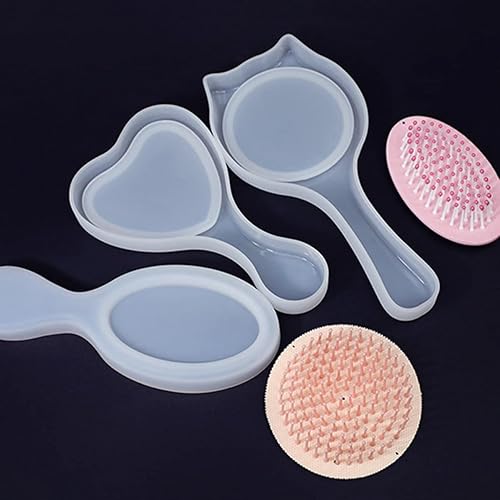 Miniatura 3 de 1 juego de moldes: paleta de resina de moldes para niñas cumpleaños y manualidades, cepillo para dientes de aire, cepillo para cabello con bolsa de
