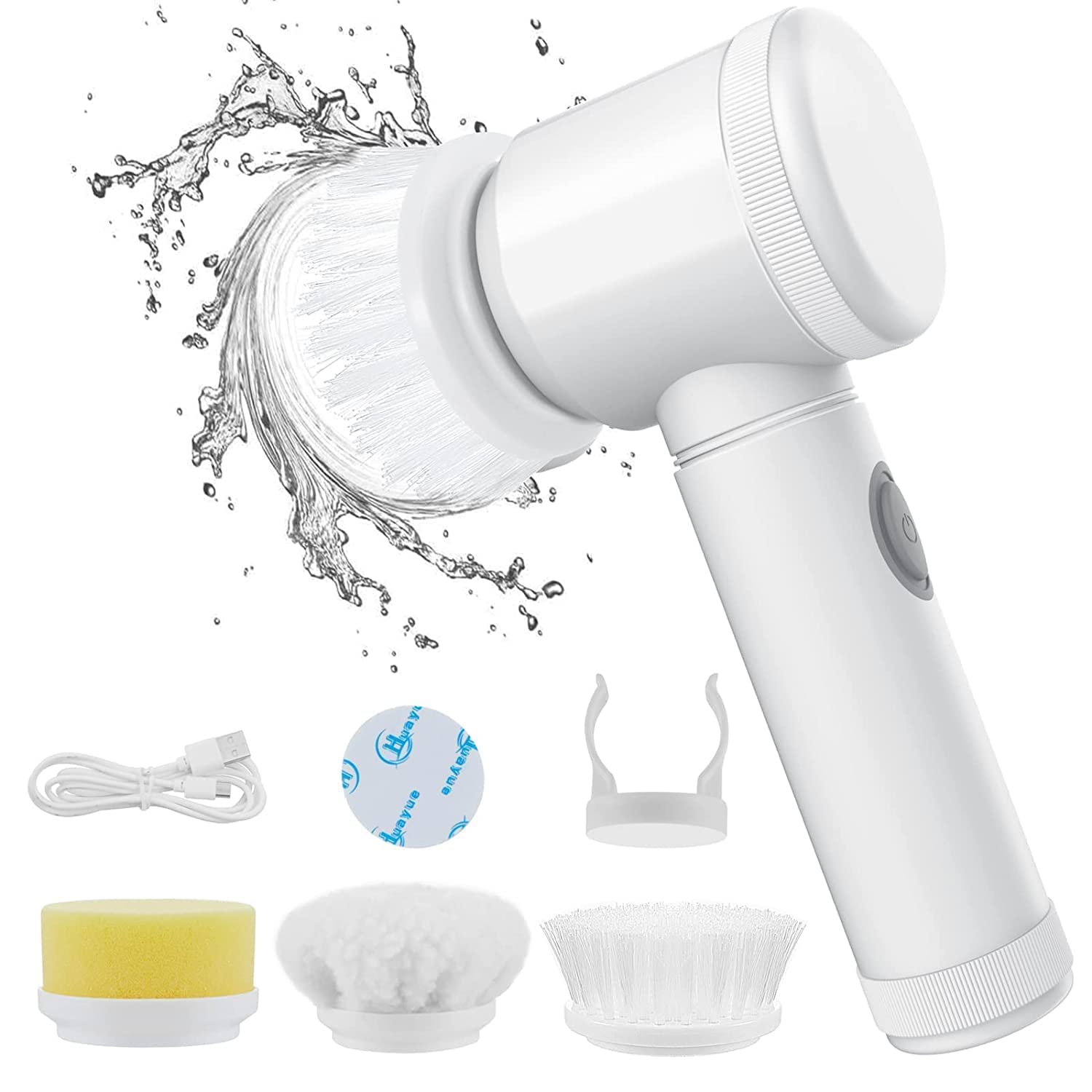 On cart Multi-Functional Electric Cleaning Brush 5 in 1 Magic Power Scrubber Household Cleaning Tools Spin Scrubber with Buffer Polisher, for Bathroom, Shower, Tub, Kitchen Floor-image-34