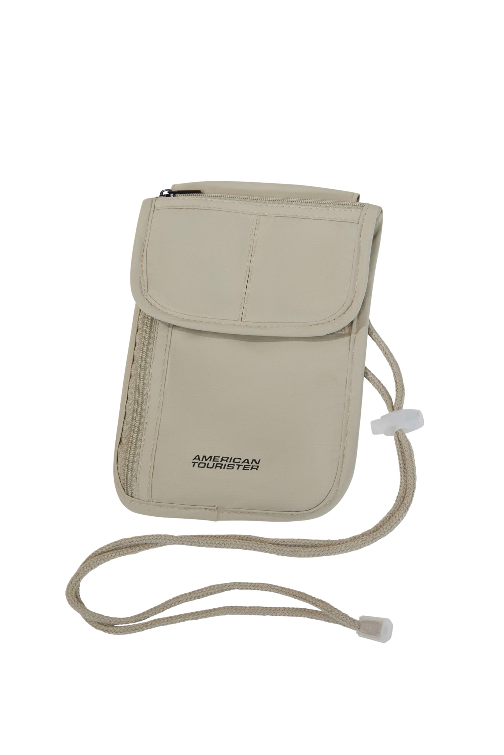 American Tourister – RFID Neck Pouch for Women and Men, Safe & Compact, Travel Neck Pouch for Cash, Cards, Tickets & Passport, Sand