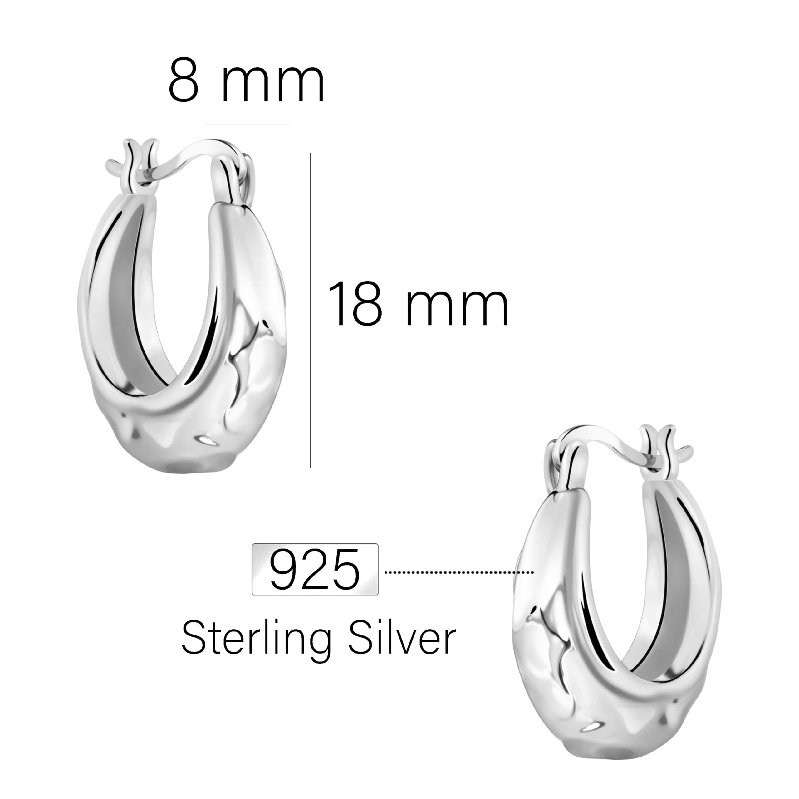 SOFIA MILANI - Damen Ohrringe 925 Silber - Gehämmerte Creole