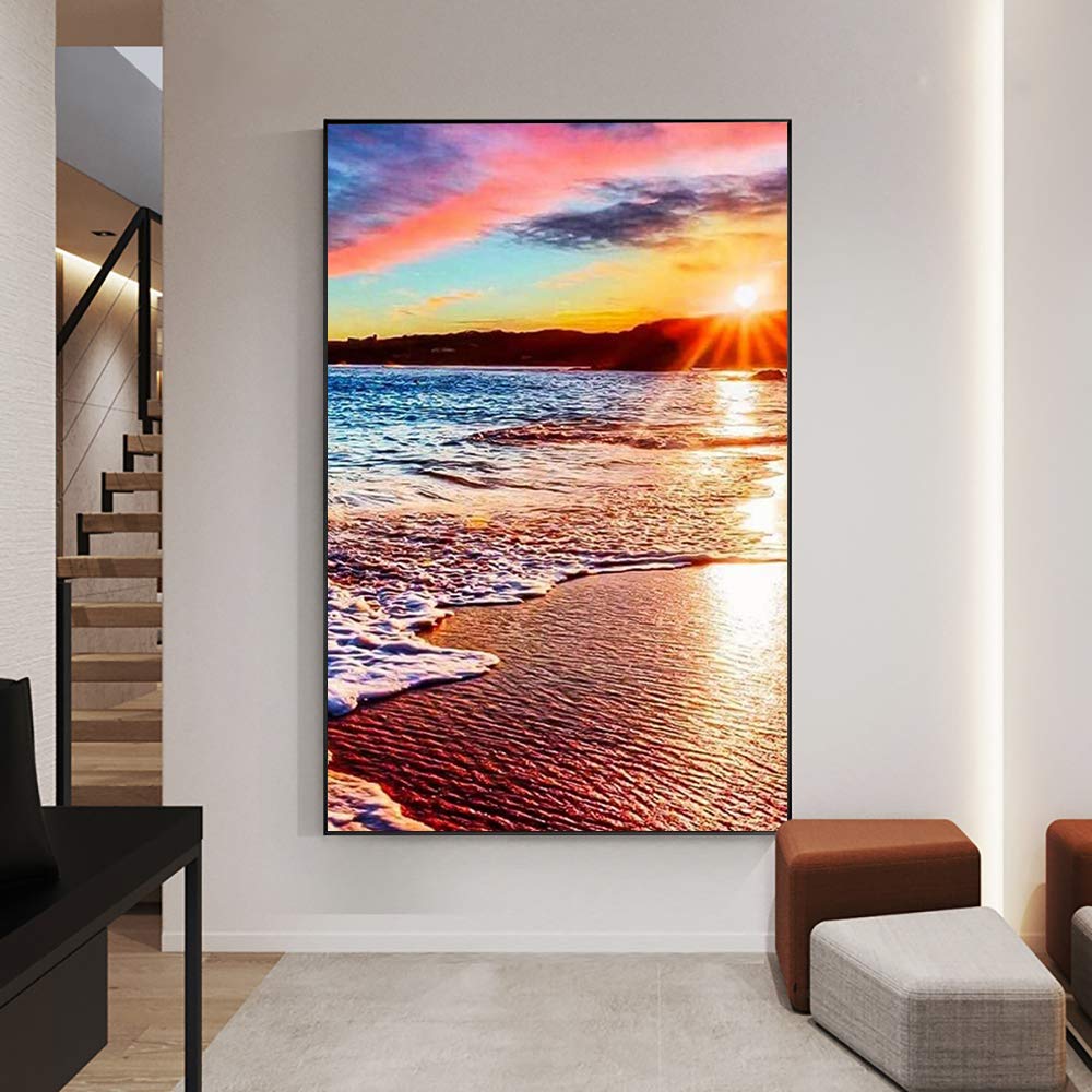 DIY 5D Full DrillDiamond Painting Kit, Digital Painting Round Diamonds, Adult DiamondPaintingDream Painting Kit, Crystal Diamond Art for Home Decoration Products 12x16inch（Beach Sunset）