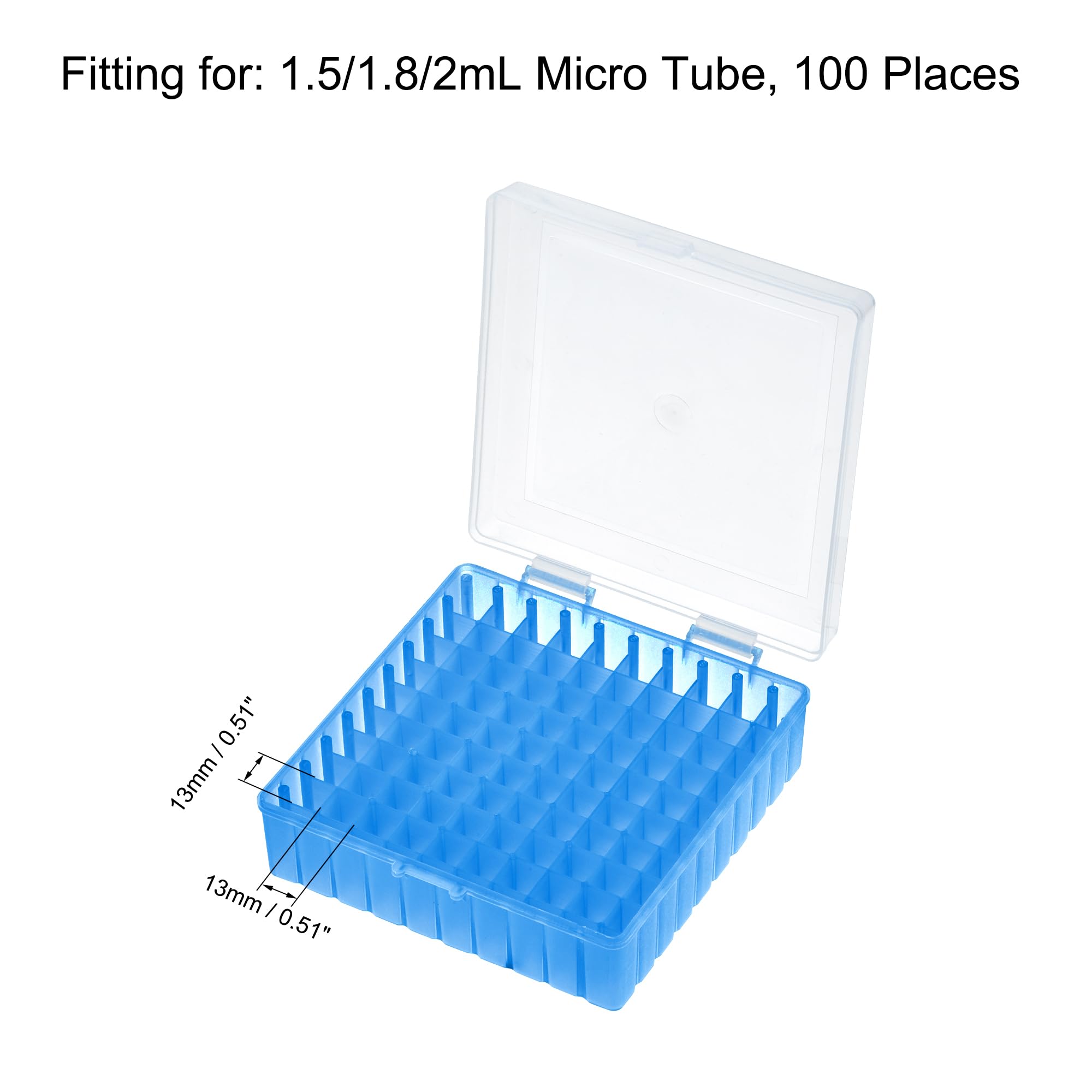 QUARKZMAN Zentrifugenröhrchen Gefrierlagerbox 100 Plätze Wasserdichter Polypropylen Verriegelbarer Kryogenischer Haltergestell für 1,5/1,8/2ml Mikrozentrifugenröhrchen Vials Proben, Blau