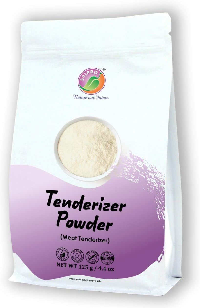 Saipro Meat Tenderizer Powder 125 gm, Meat Rub powder| meat softtner, veg kofta softner| kachri powder |Bbq Rub, 100% Veg product, Gluten Free, Natural, Non GMO