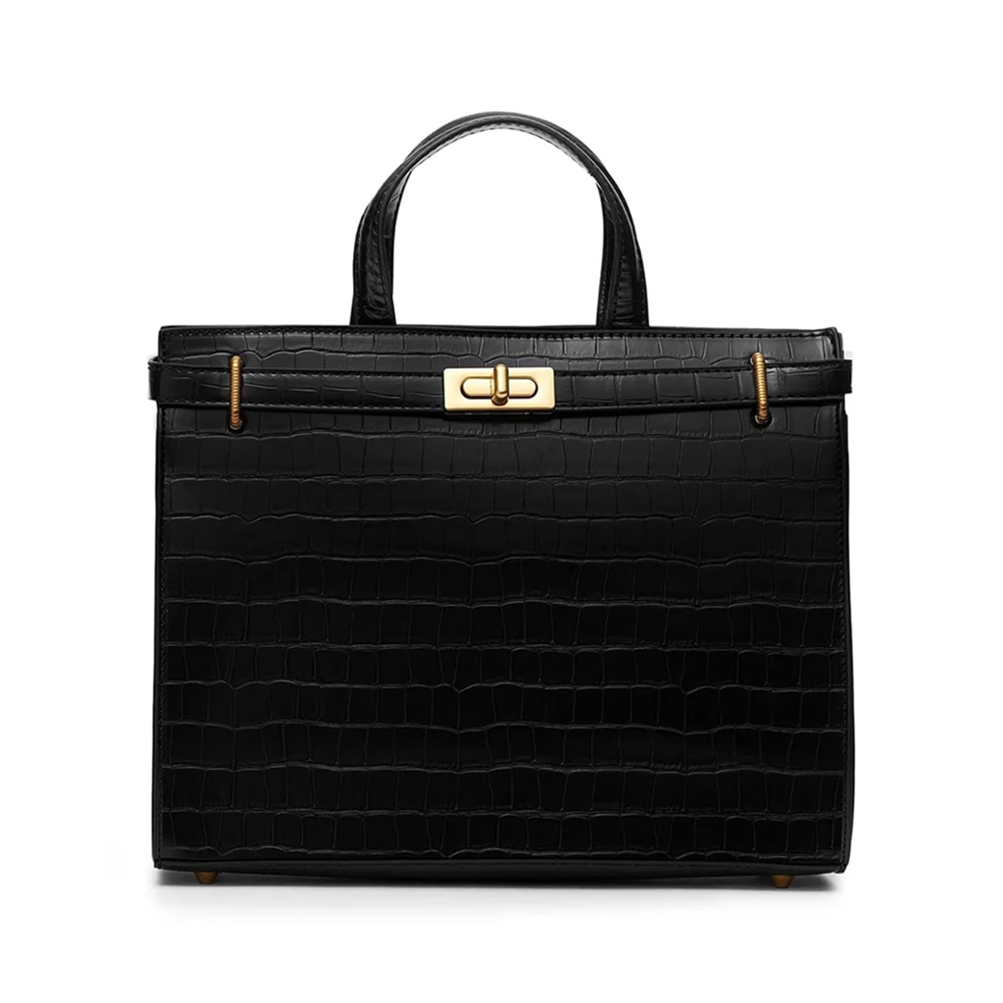 Miraggio Croc-Textured Stella Top Handle Handbag for Women with Detachable Sling Strap (Black Croc) (B0B3RJC2ZS) Amazon Price History, Amazon Price Tracker