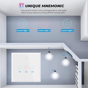 WiFi Smart Touch Switch Light Switch 2 Gang White, No Neutral+Have Neutral Dual Wiring Method Work with Alexa/Google Home APP Remote Control
