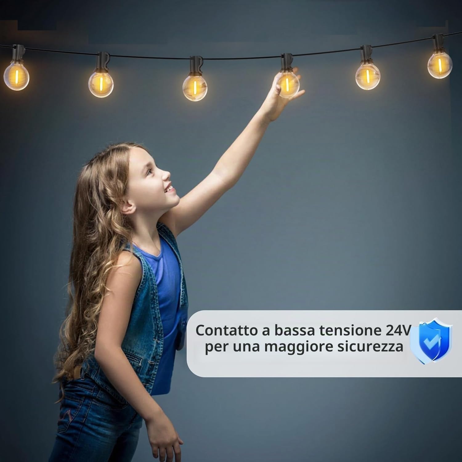 Catena Luminosa Esterno 61M 100+4 LED G40 Lampadine | 200FT Luci da Esterno Giardino IP45 Impermeabile 2700K Catena Luci Esterno per Giardino Natale Terrazzo, Matrimonio