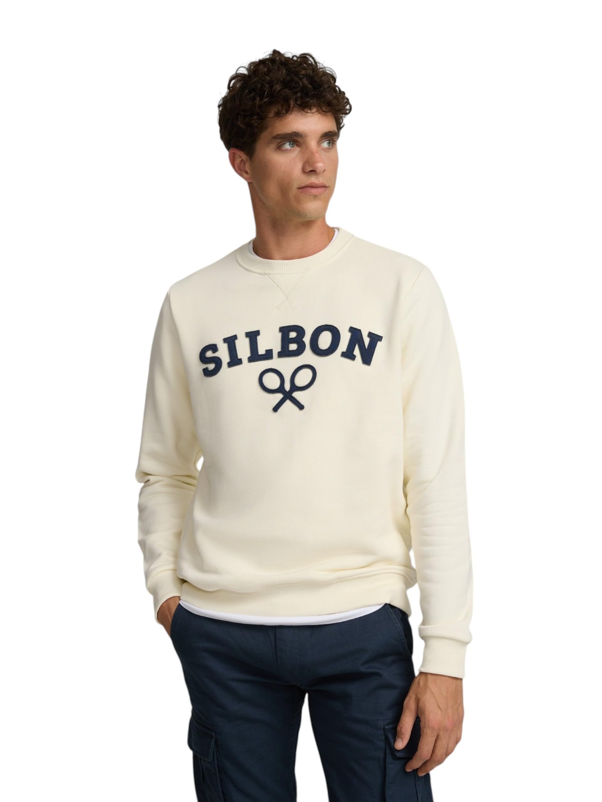 SILBON Sudadera Raqueta Media Crema para Hombre Talla XXL