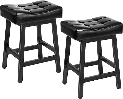 Miniatura 9 de Snughome Juego de 2 taburetes de bar de 24.4 pulgadas de altura de mostrador para isla de cocina, asientos de sillín de 4.1 pulgadas de grosor con
