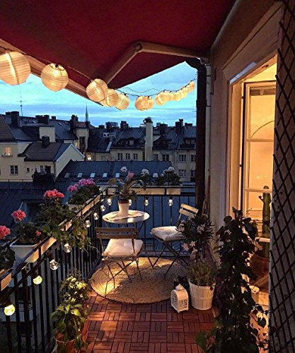 Ibello Guirnaldas Luces Exterior Solar Farolillo Impermeable blanco cálido 20 led Guirnalda...