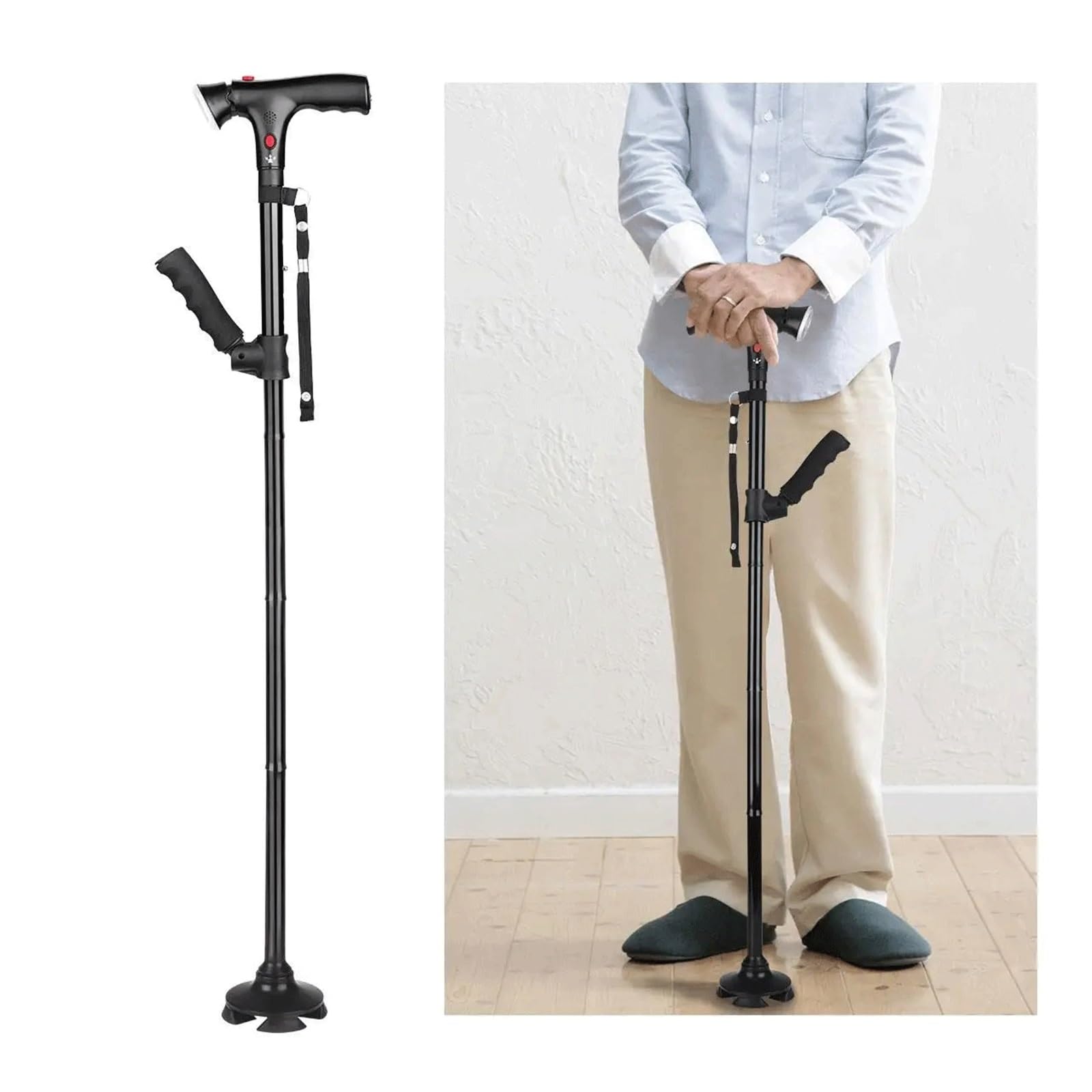 Składana teleskopowa kula ortopedyczna dla osób starszych Składana kula ortopedyczna LED Niezawodna laska wspomagająca chodzenie dla osób starszych