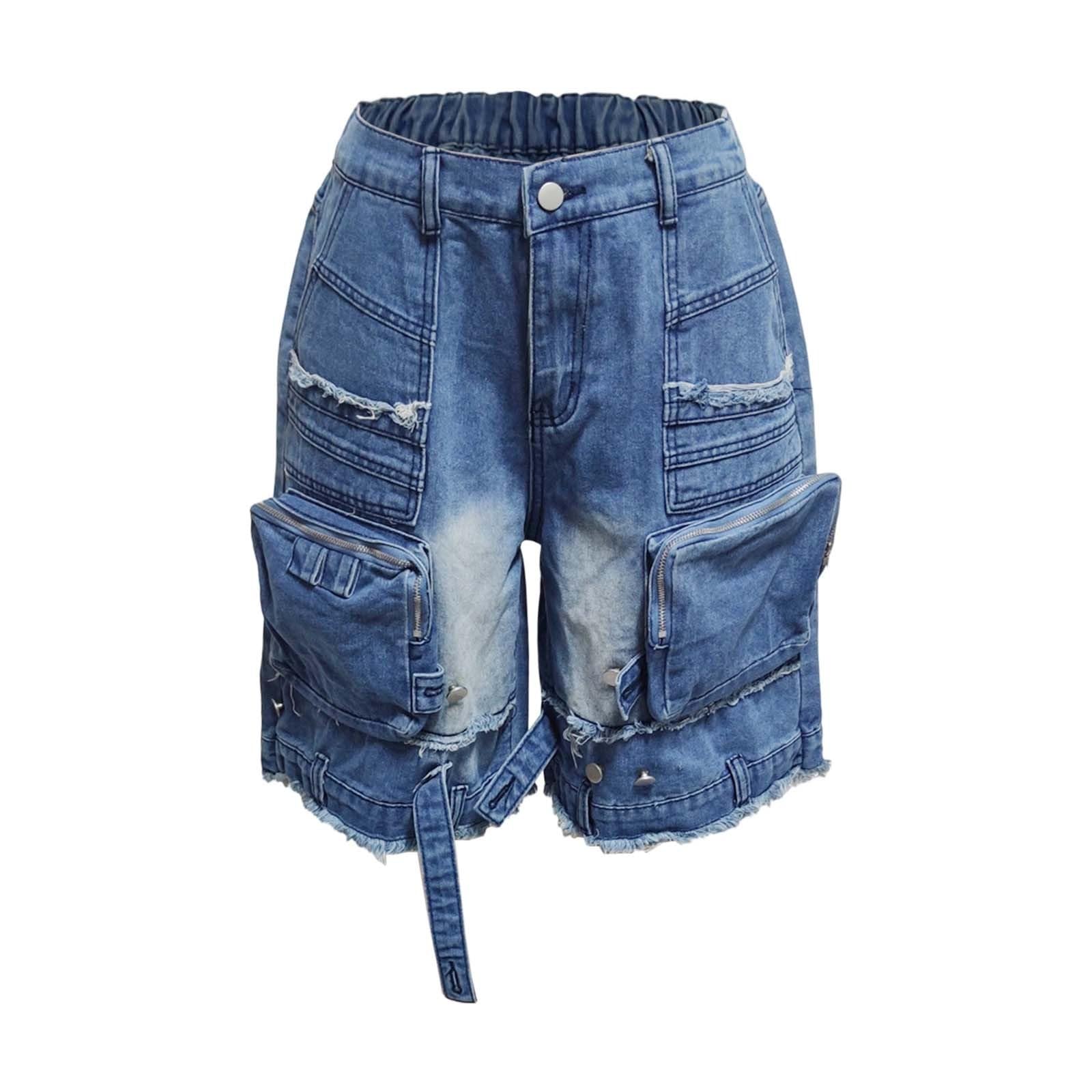 Generico Jeans Corti Donna Shorts Texani Spiaggia Vita Bassa Corsa Pantaloncini Eleganti Wide Leg Alta Allenamento Baggy Estivi Tennis Mare