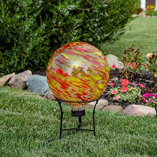 Lily's Home Glass Gazing Ball, A Colorful Addition To Any Garden Or Home, Ideal As A Housewarming Gift. 10 Inch (Fiery Sunset) #TOP1