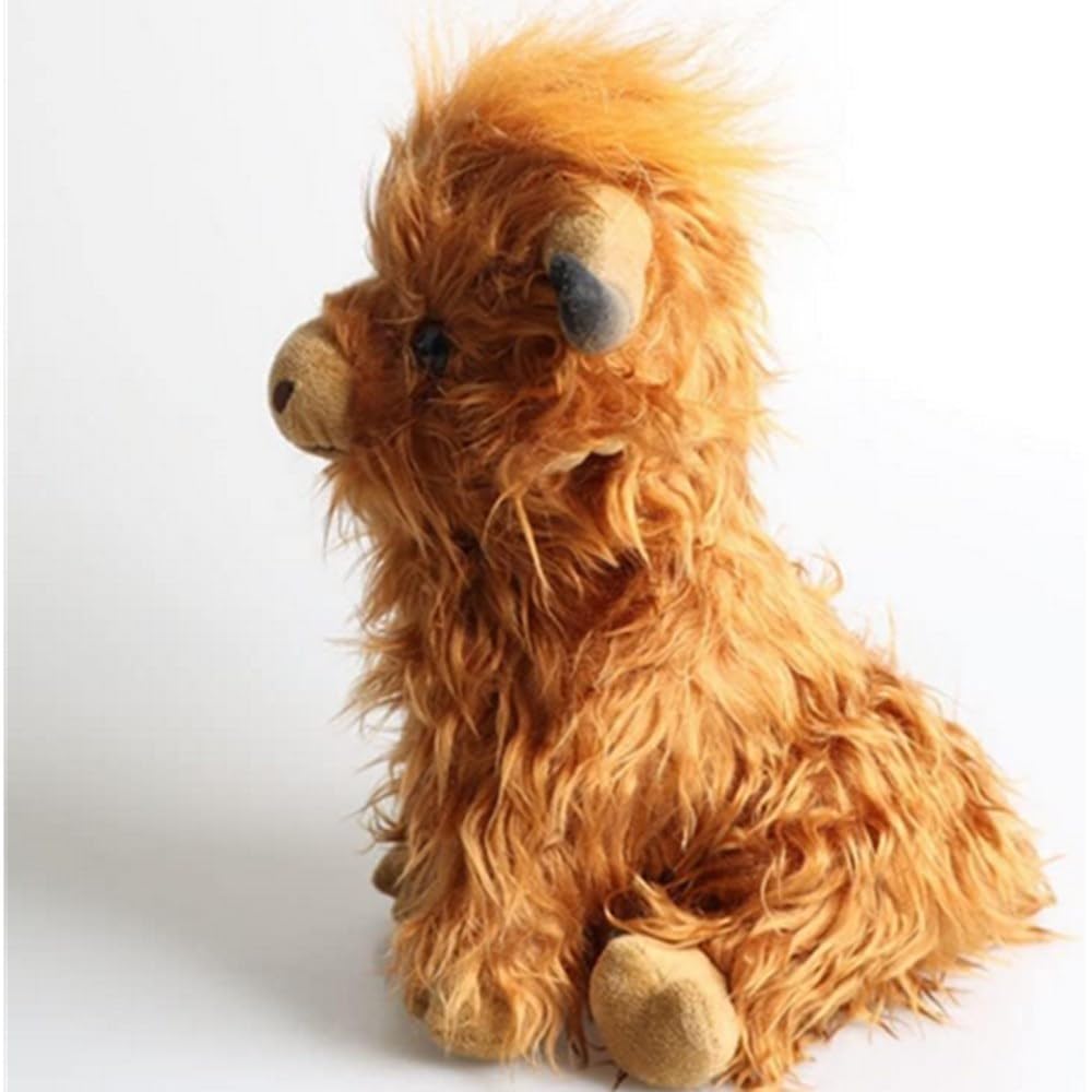 OUKEYI 25cm Highland Cow Stuffed Animals,Realistic Scottish Doll,Highland Cow Plush Toy,Soft Cuddly Plushies Farm Toy for Home Decor Gift Brown - Image 3