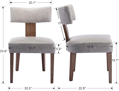 Miniatura 2 de CIMOTA Sillas de comedor tapizadas, sillas de cocina y comedor, silla auxiliar sin brazos de lino moderno de mediados de siglo con marco de madera y