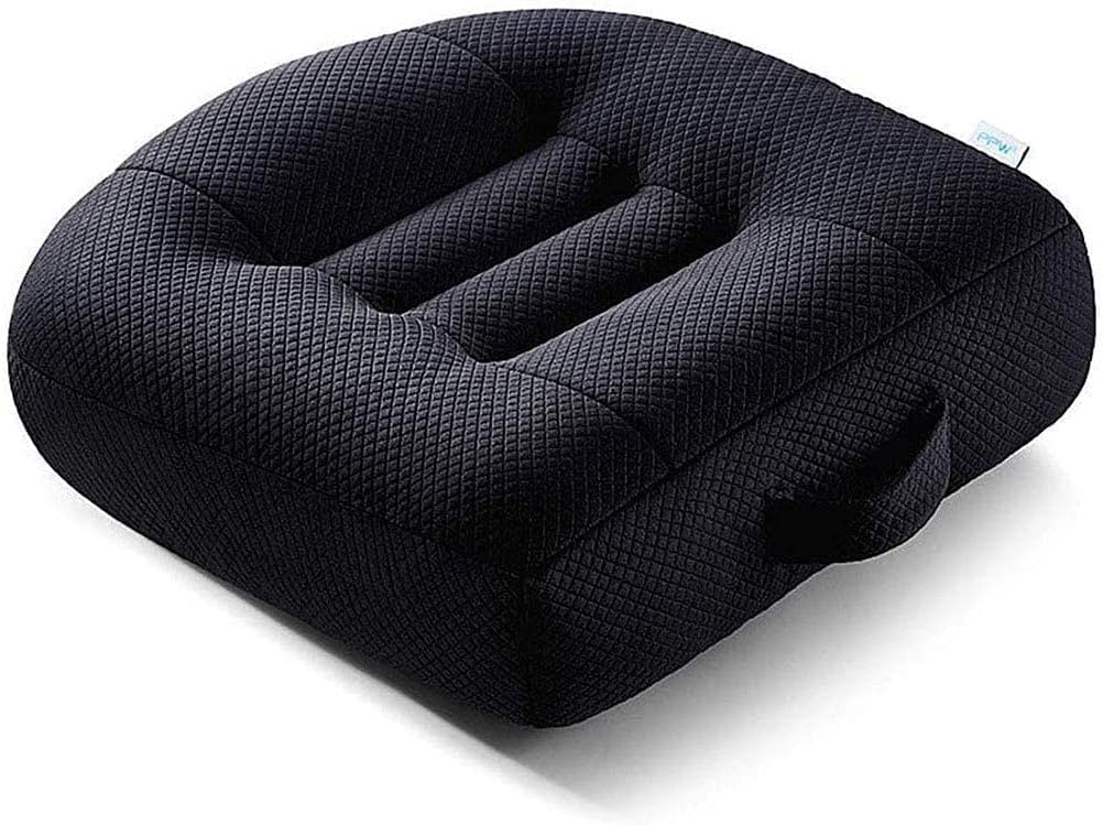Sitzerhöhung für Auto, Erwachsene, Erhöhung des Autositzes, für Entlastung und Komfort mit atmungsaktivem Netz, erhöht das Sichtfeld um 12 cm (schwarz)