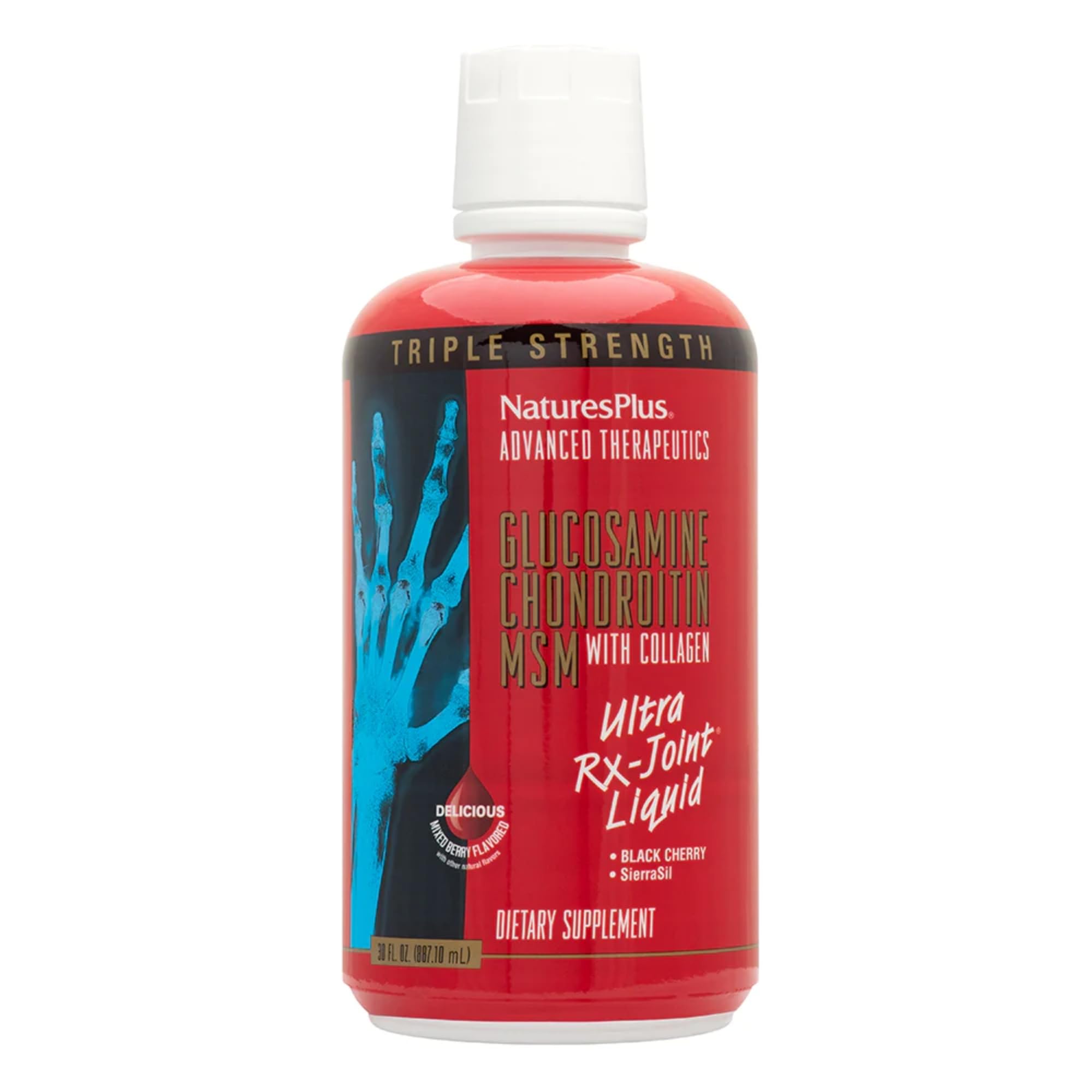 NaturesPlus Ultra Rx-Joint Triple Strength Liquid - 30 fl oz - Mixed Berry Flavor - with Glucosamine, Chondroitin, Collagen & MSM - Gluten Free - 30 Servings