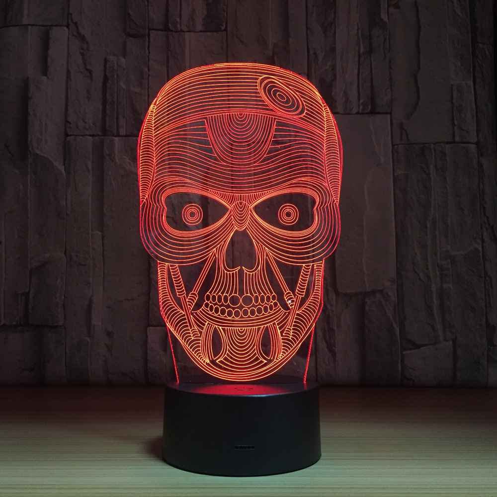 Lampada a forma di teschio 3D, decorazione a forma di teschio, luce